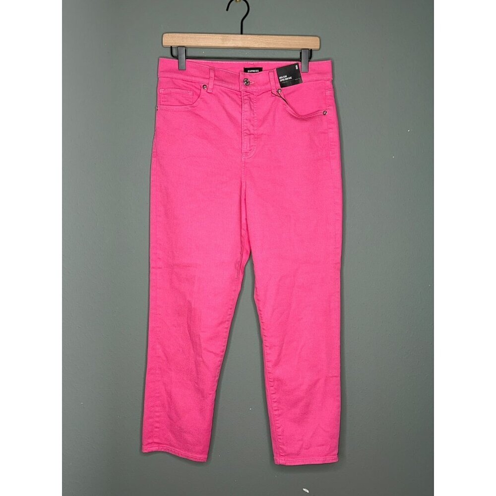 Express Women's 8 Super High Rise Mom Jean Pink NWT